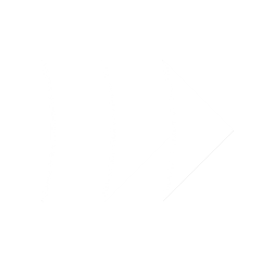 White triple arrow icon on transparent background, used in Bioracer branding or UI elements.